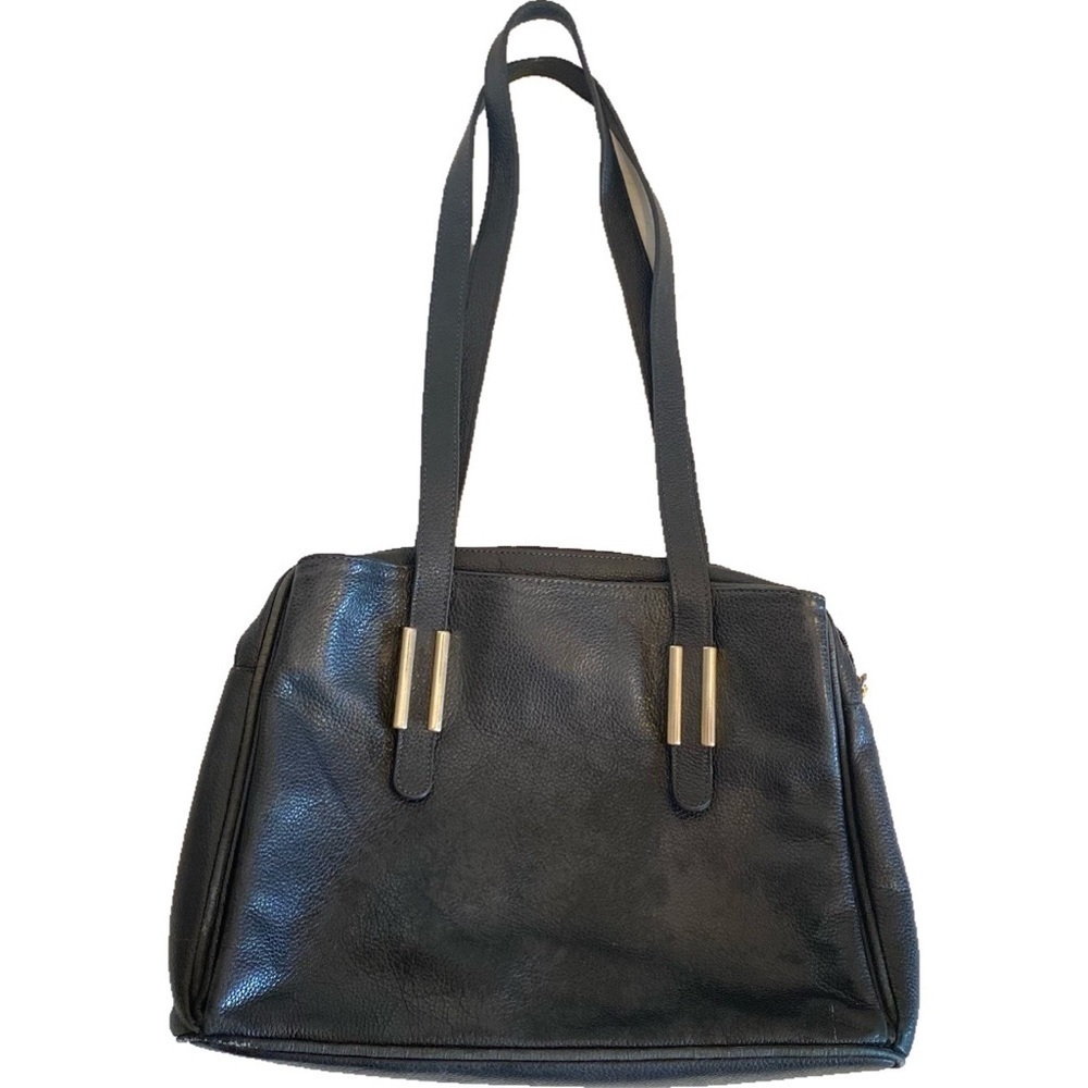 Vintage Made in ITALY Francesco Biasia Black Italian Leather Handbag Purse Bag